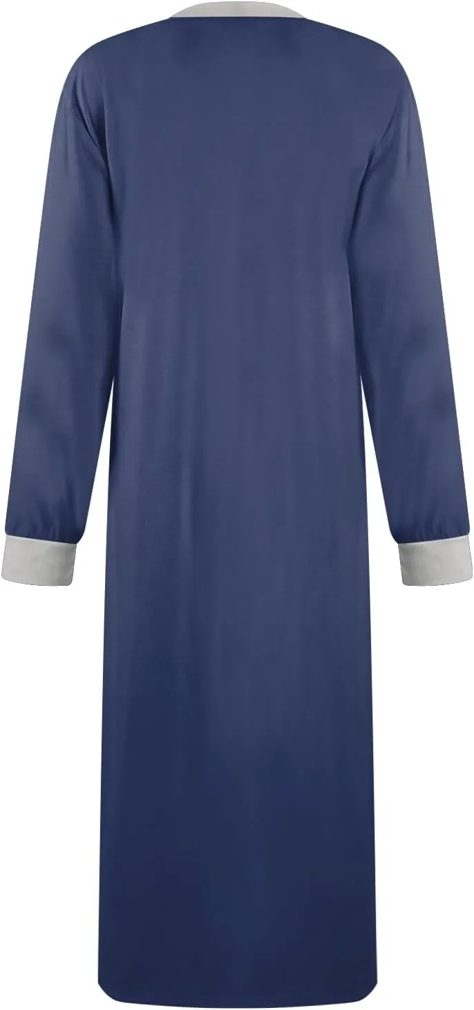 KUIOLYPOER Women's Long Sleeve Nightgown Full Length V Neck Sleepwear Long Sleepshirts Full Length Loungewear with Pockets