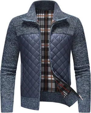 Lamgool Men's Full Zip Sweater Long Sleeve Casual Slim Fit Cardigan Sweaters