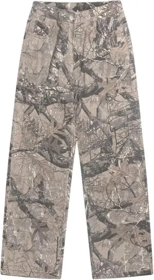 LaurelTree Camo Cargo Pants Straight Wide Leg Trousers Jeans Joggers Sweatpants with Pockets Stretch Fabric Woman Man