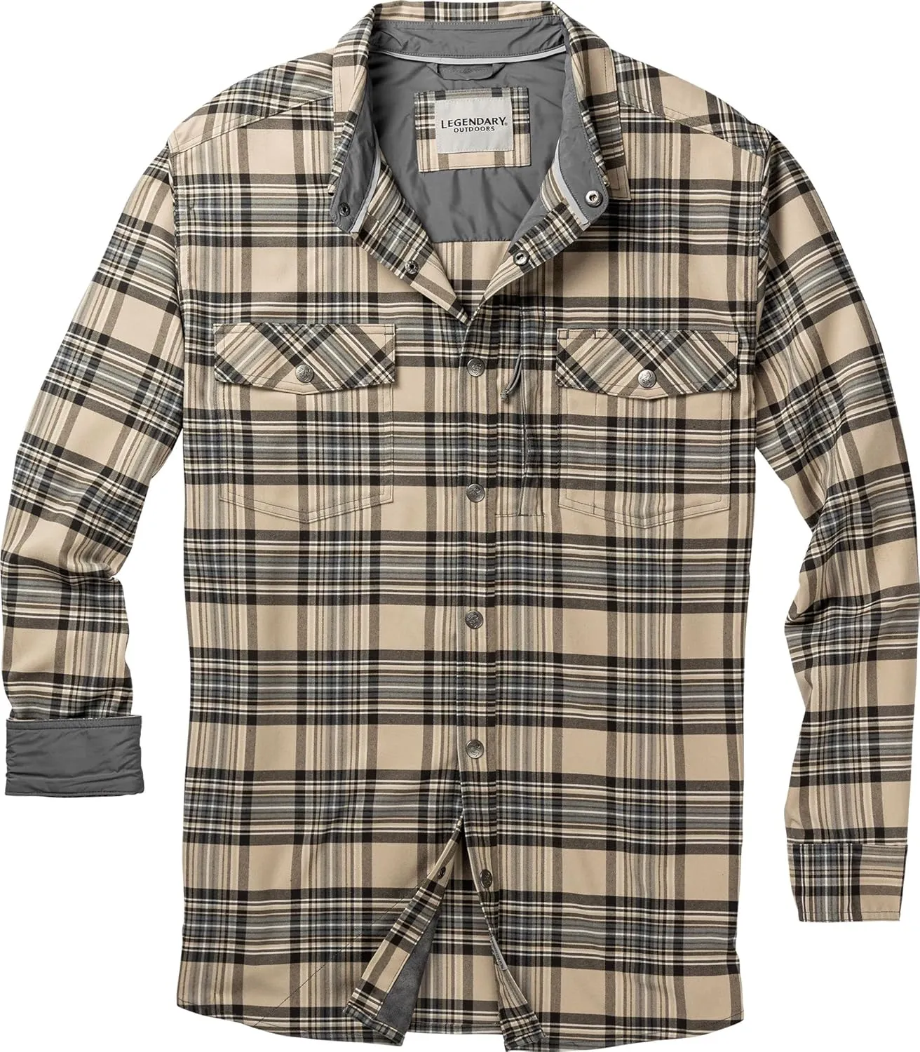 Legendary Whitetails Men's Performance Stretch Plaid Flannel Long Sleeve Snap Down Shirt Moisture Wicking Quick Dry