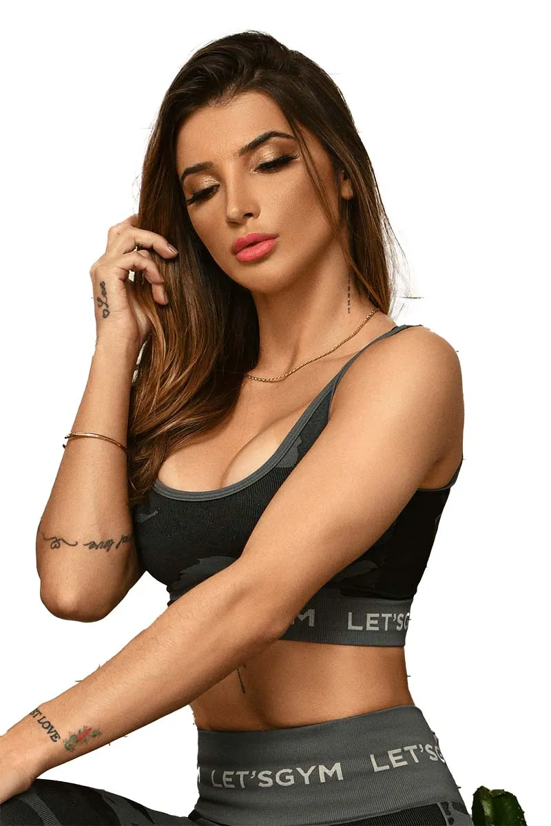 Let's Gym Black Camo Seamless Anti-Cellulite Bra