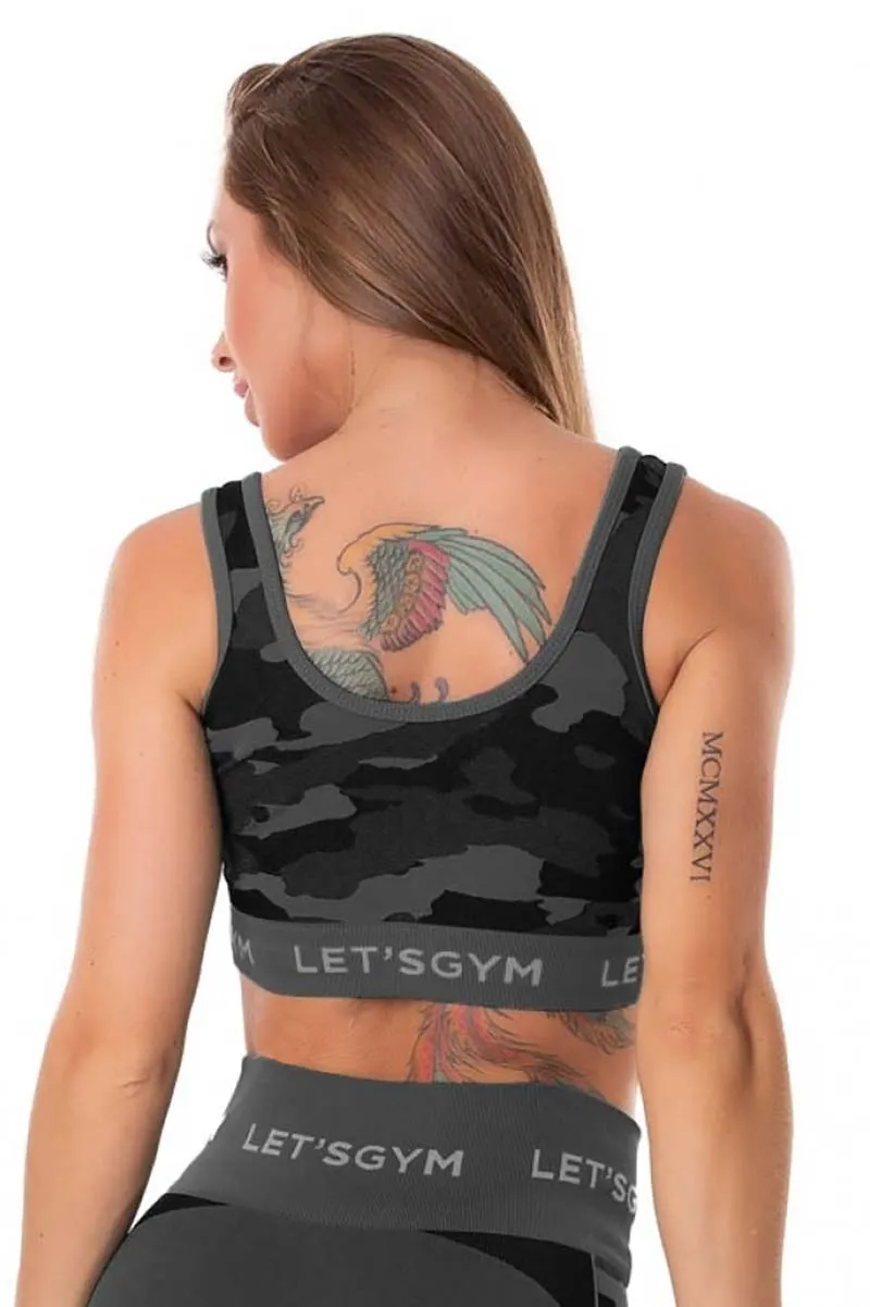 Let's Gym Black Camo Seamless Anti-Cellulite Bra
