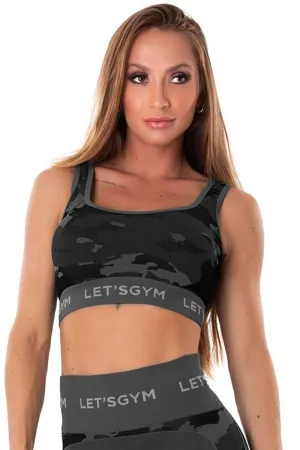 Let's Gym Black Camo Seamless Anti-Cellulite Bra