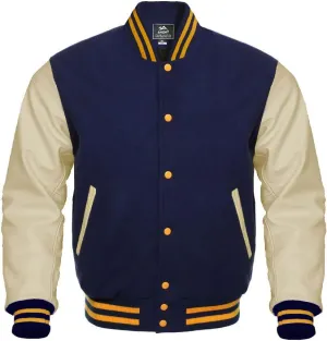 Letterman Baseball Varsity Jackets Warm Jacket Genuine Leather Sleeves Multi wool colors