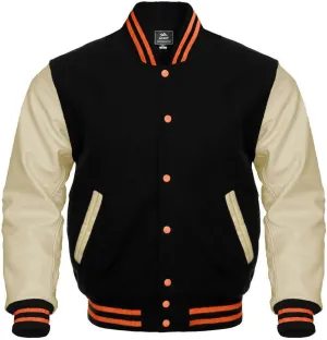 Letterman Baseball Varsity Jackets Warm Jacket Genuine Leather Sleeves Multi wool colors