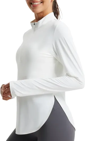 Libin Women's Athletic Running Shirt Long Sleeve Quarter Zip Pullover Moisture Wicking Quick Dry Workout Gym Shirts