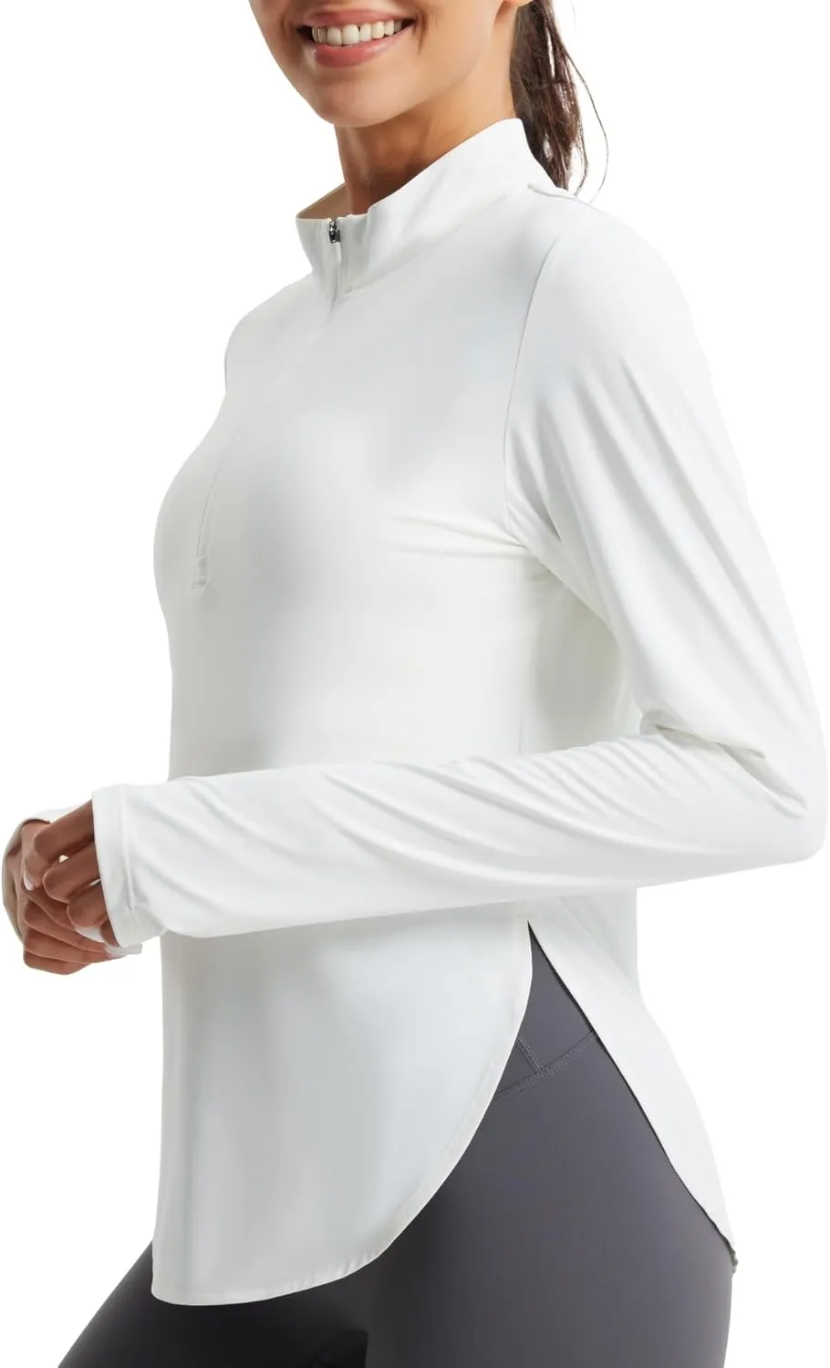 Libin Women's Athletic Running Shirt Long Sleeve Quarter Zip Pullover Moisture Wicking Quick Dry Workout Gym Shirts
