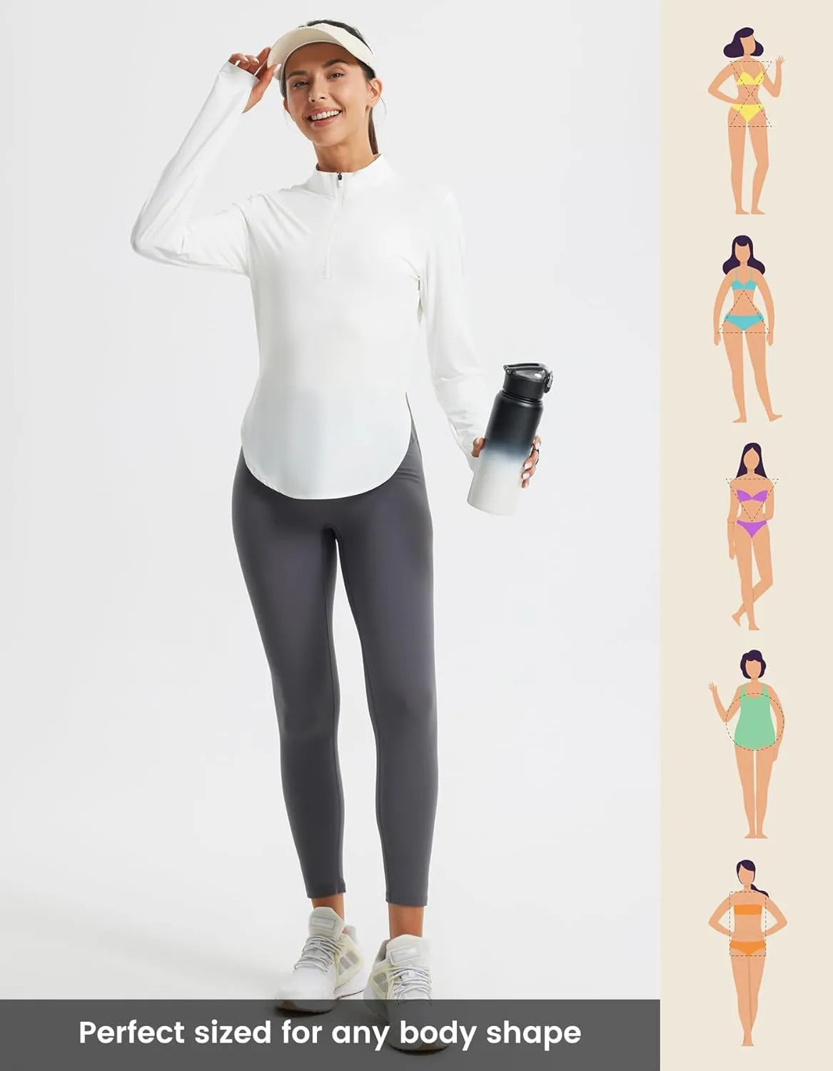 Libin Women's Athletic Running Shirt Long Sleeve Quarter Zip Pullover Moisture Wicking Quick Dry Workout Gym Shirts