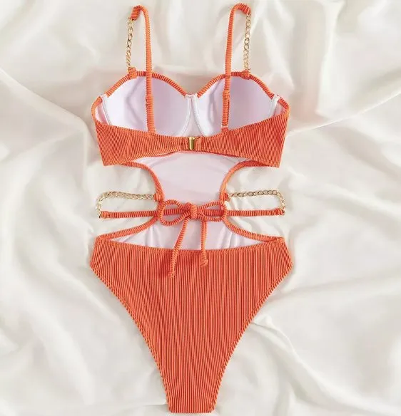 Light Orange Padded Monokini