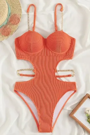 Light Orange Padded Monokini