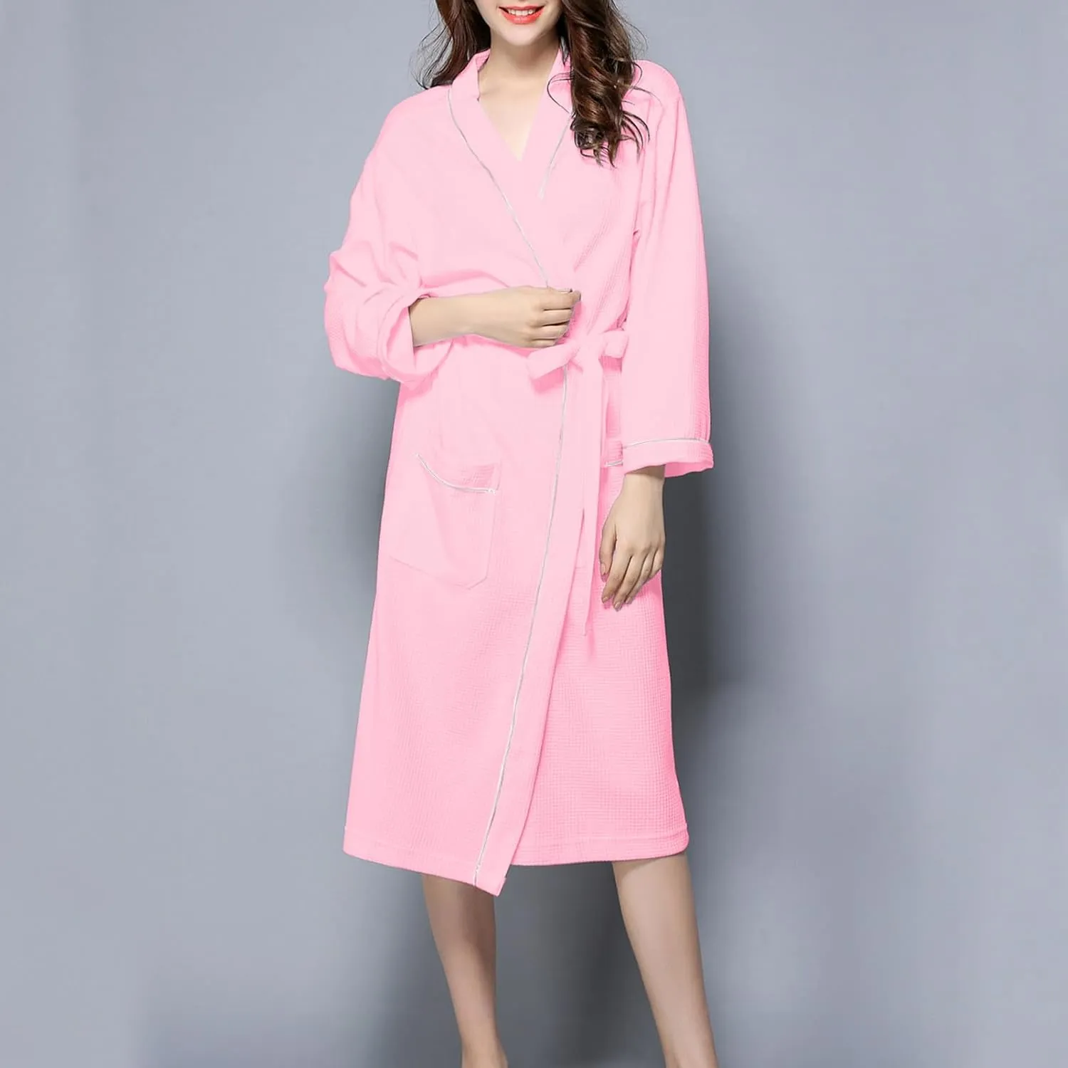 Lightweight Full-Length Robes For Women Waffle Kimono Bathrobe Spa & Bath Robes for Womens - Soft, Quick Dry
