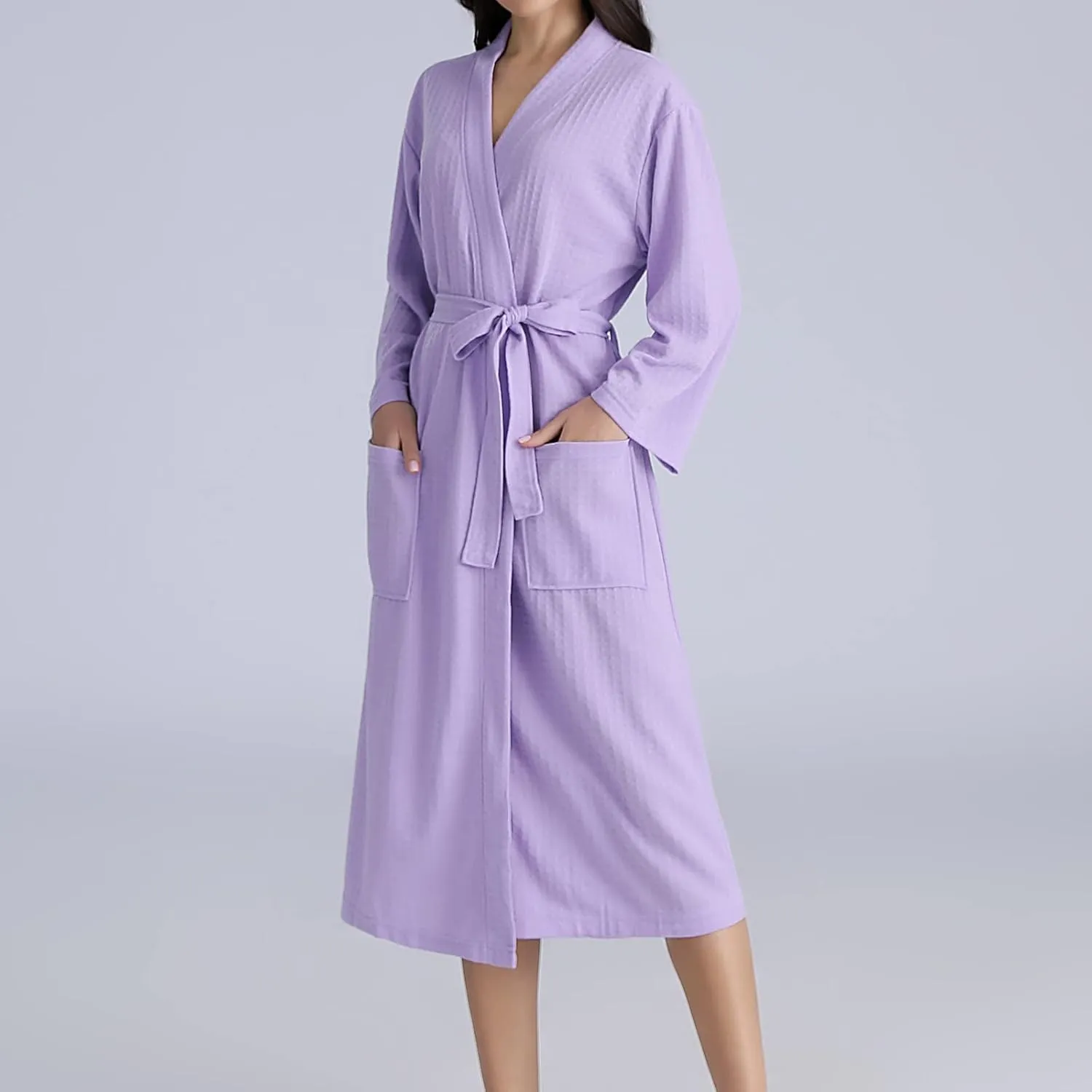 Lightweight Waffle Knit Bath Robes, Spa & Bridesmaids Kimono Long Robes for Women Waffle Robe - Quick Dry & Soft