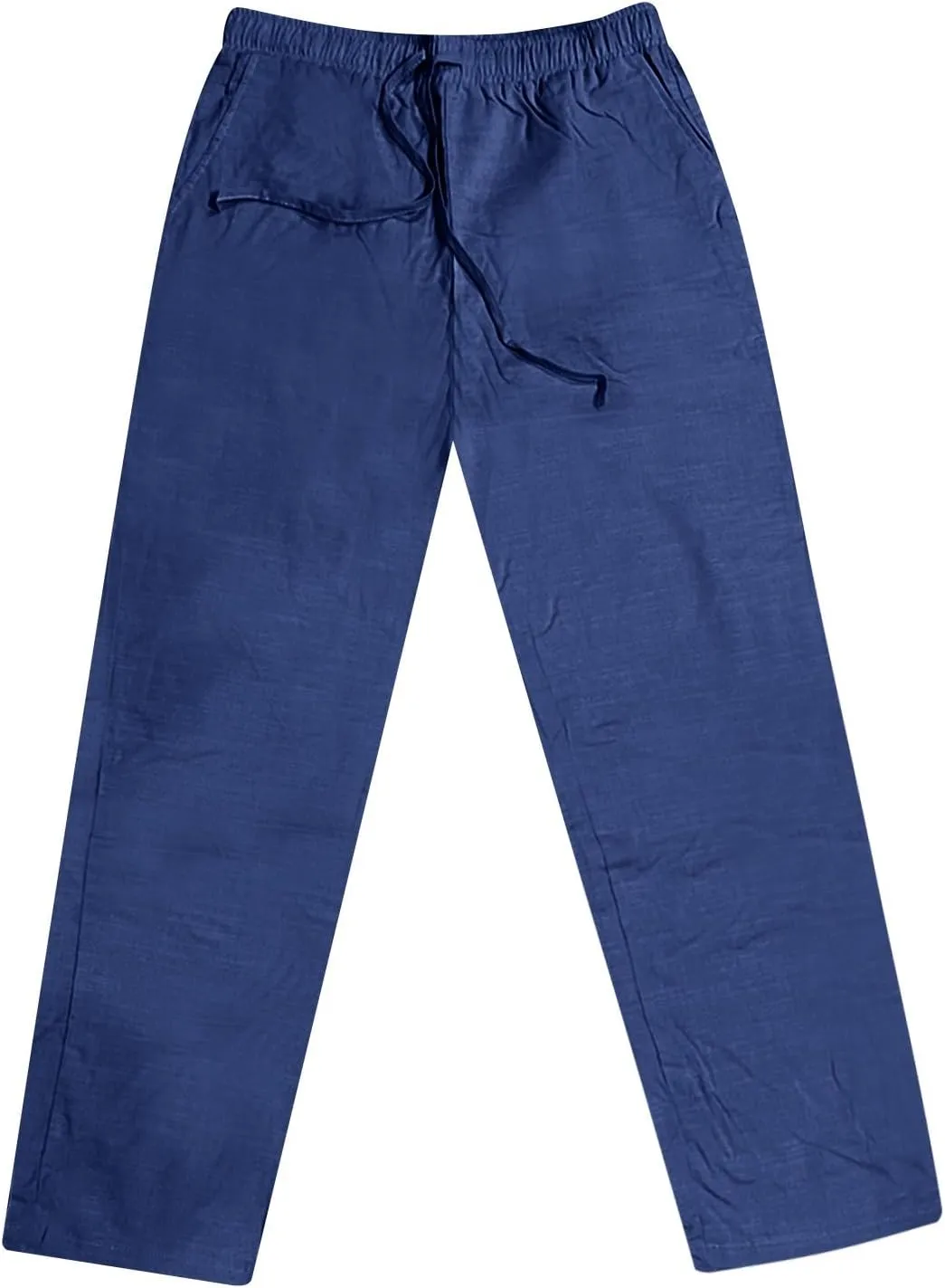 Linen Pants Men Drawstring Elastic Waist Pants Beach Summer Pants Lightweight Linen Trousers with Pockets