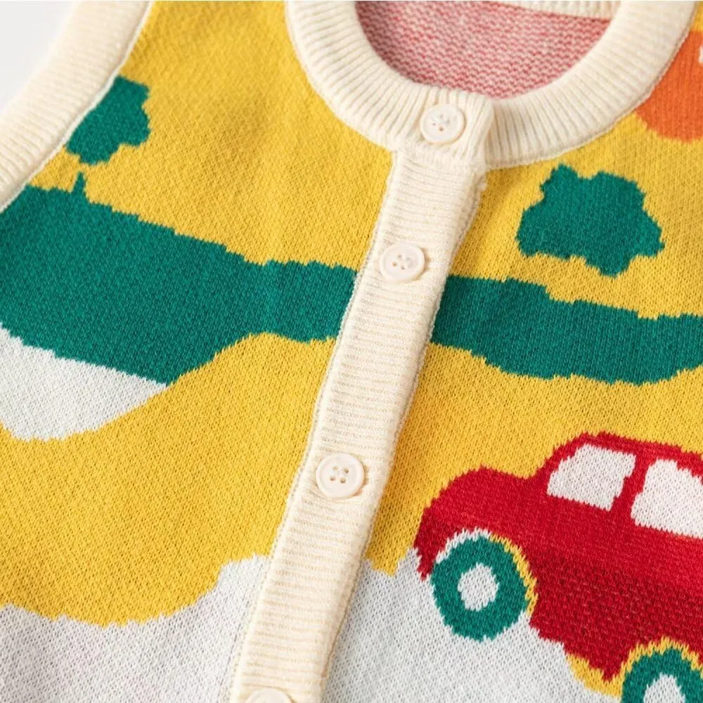 Little Boy Heart Striped Sweater Vest,Baby Girl Khaki Knit Waistcoat,Toddler Top
