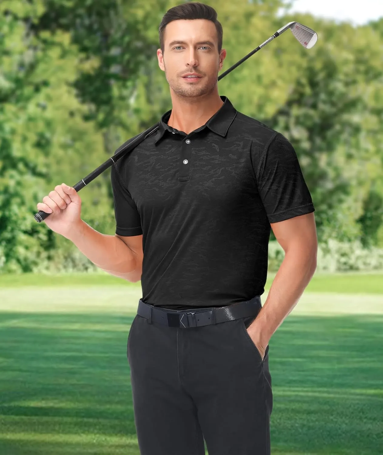 LLdress Mens Polo Shirts Moisture Wicking Dry Fit Performance Short Sleeve Golf Shirt