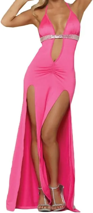 Lpmadey Long Nightgowns for Women Babydoll Sexy Hollow out V Neck Maxi Nightdress Strappy Exotic Sleepwear Side Slits