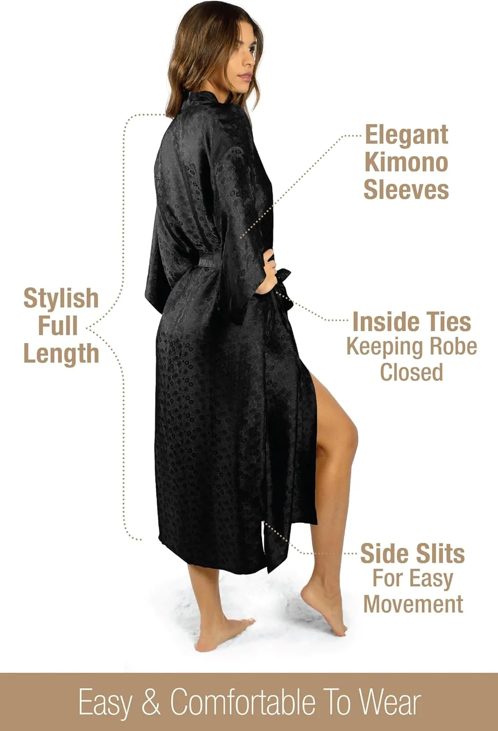 Luxury Artisan Silk Robes For Women, Washable Natural Mulberry Silk, Jacquard
