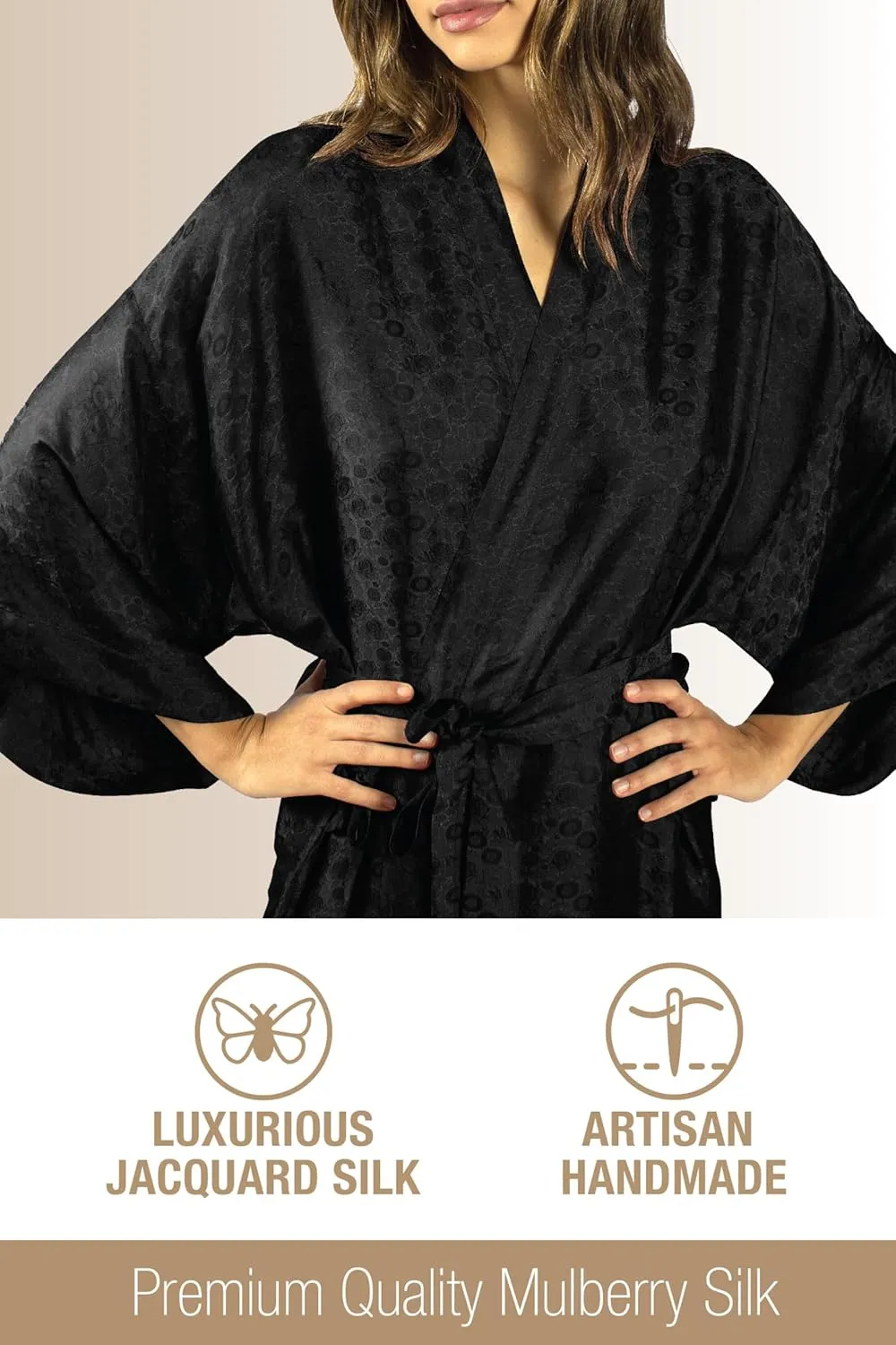 Luxury Artisan Silk Robes For Women, Washable Natural Mulberry Silk, Jacquard