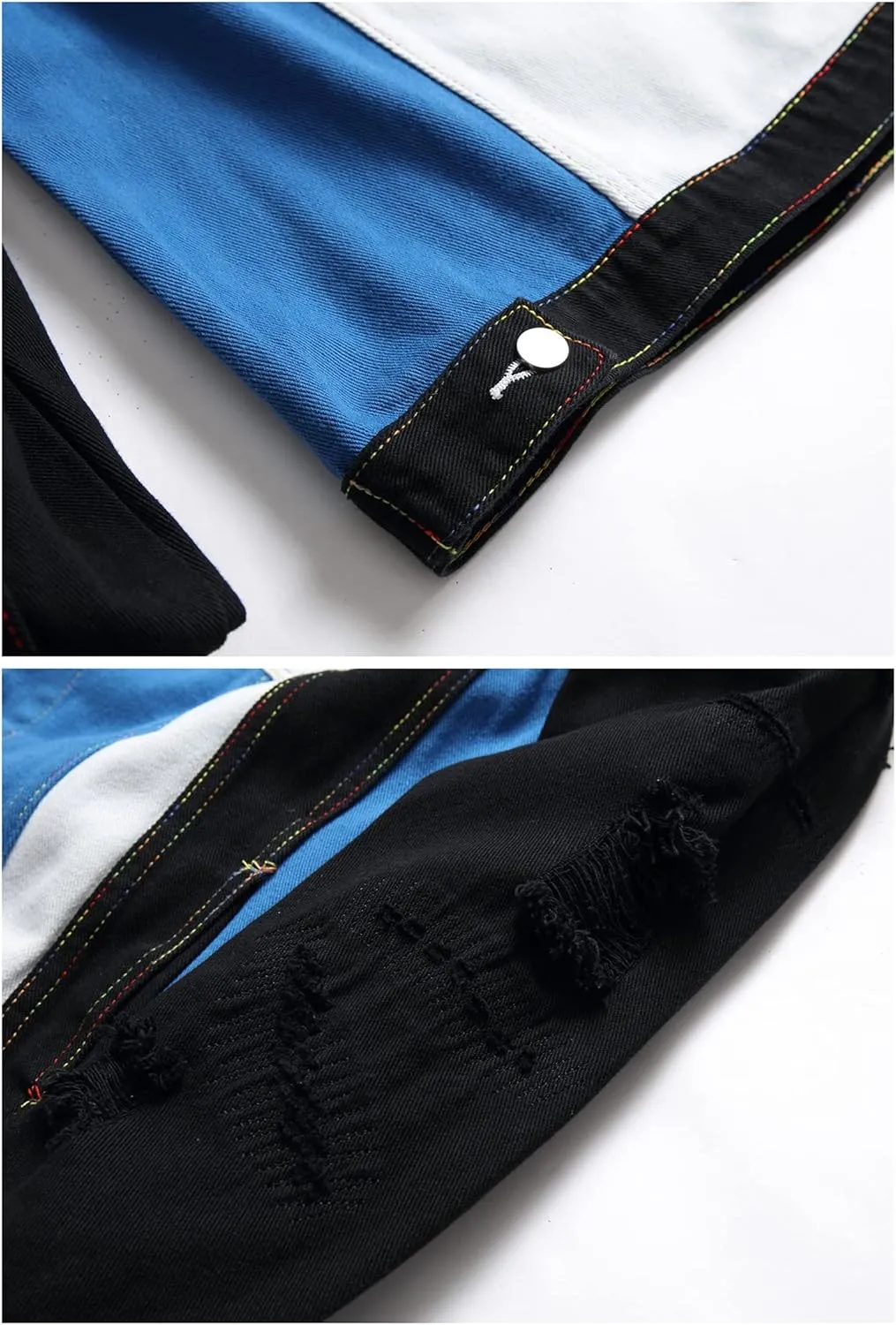LZLER Men's Denim Jackets Distressed Destroyed Classic Vintage Slim Fit Ripped 2024 Fashion Trendy Trucker Jean Jackets