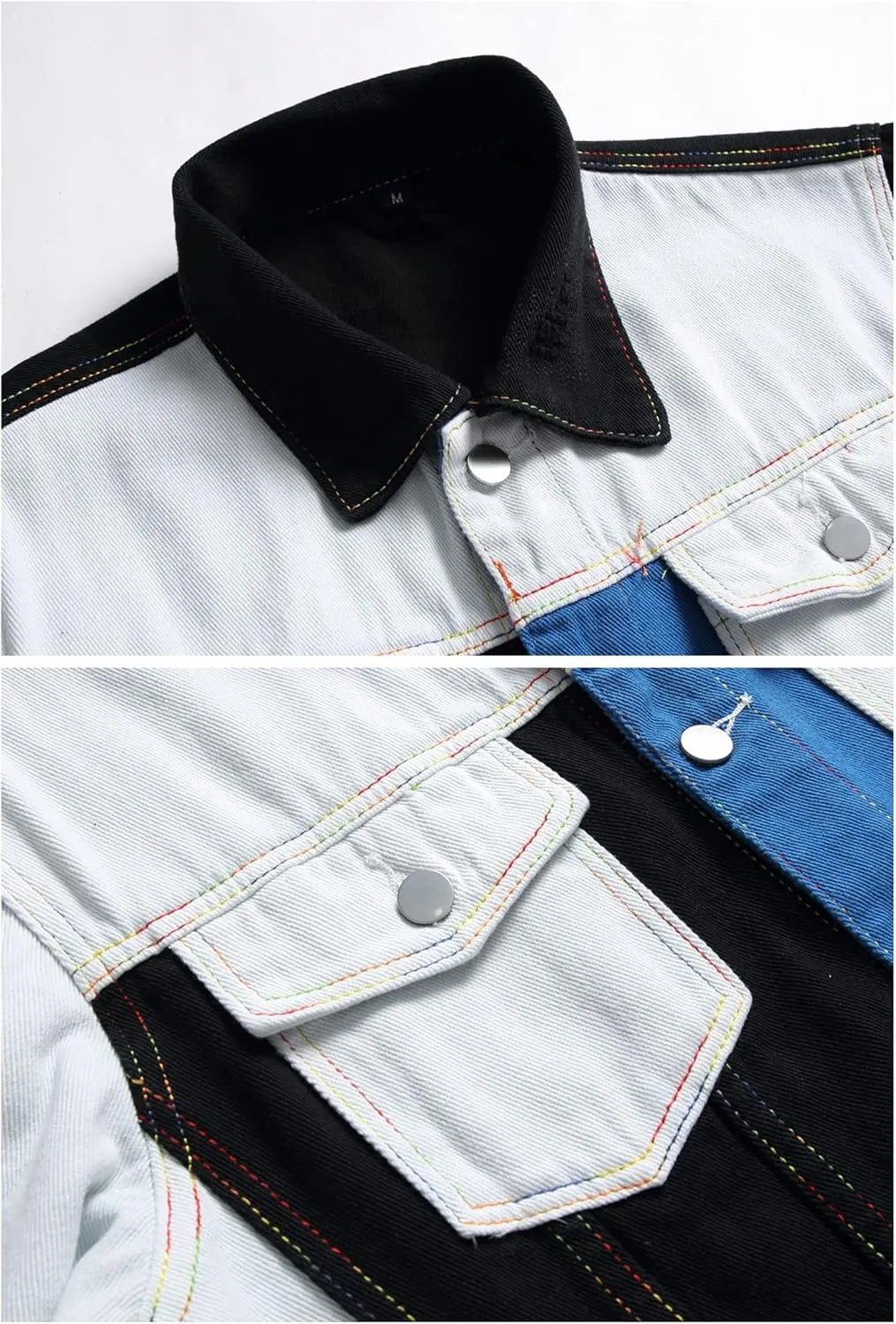 LZLER Men's Denim Jackets Distressed Destroyed Classic Vintage Slim Fit Ripped 2024 Fashion Trendy Trucker Jean Jackets