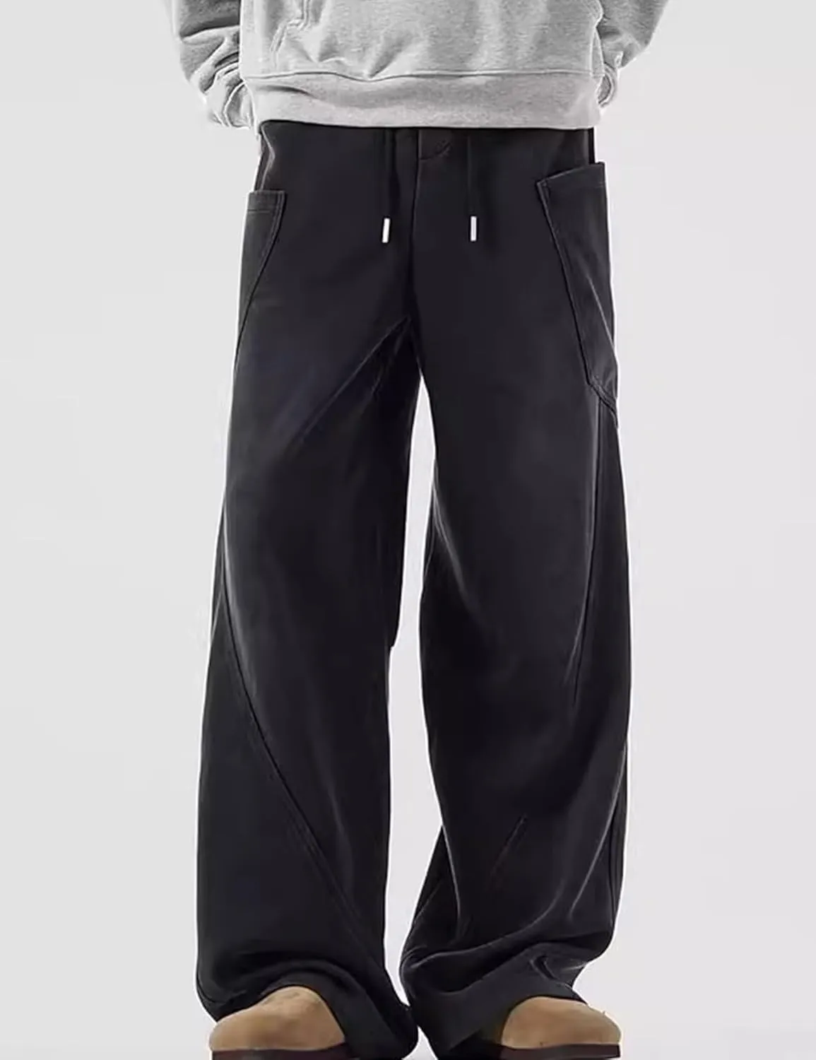 Men Baggy Sweatpants Y2K Drawstring Track Pants Grunge Cargo Joggers Straight Leg Sweatpants with Pockets