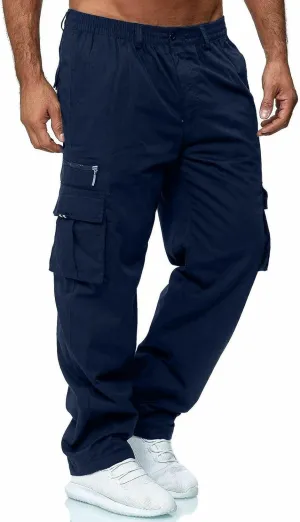Men Cargo Pants Relaxed Fit Baggy Cargo PantsLounge Pants Elastic Waist Fashion Trousers with Pockets