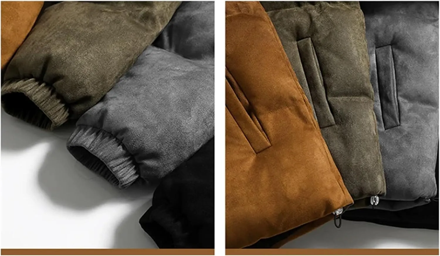 Men Outdoor Hooded Zipper Cotton-Padded Classic Thicken Oversized Suede Parka Coat