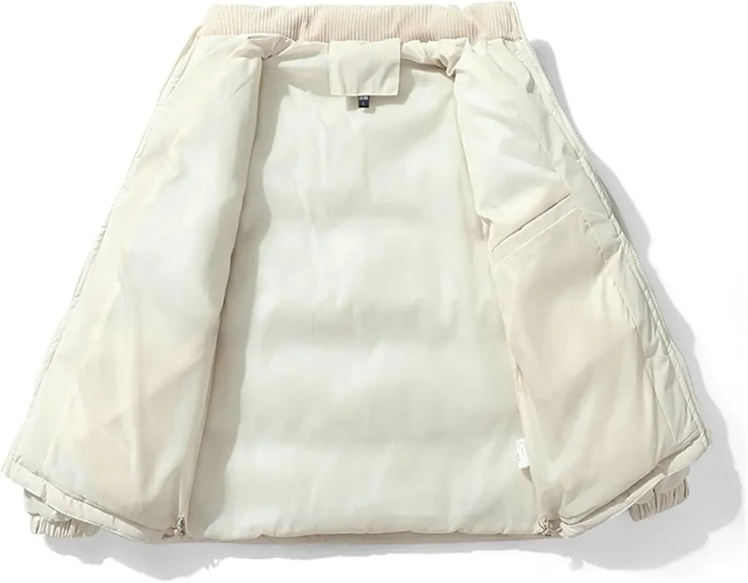 Men Patchwork Corduroy Stand Collar Cotton-Padded Jacket Classic Oversized Parka Coat