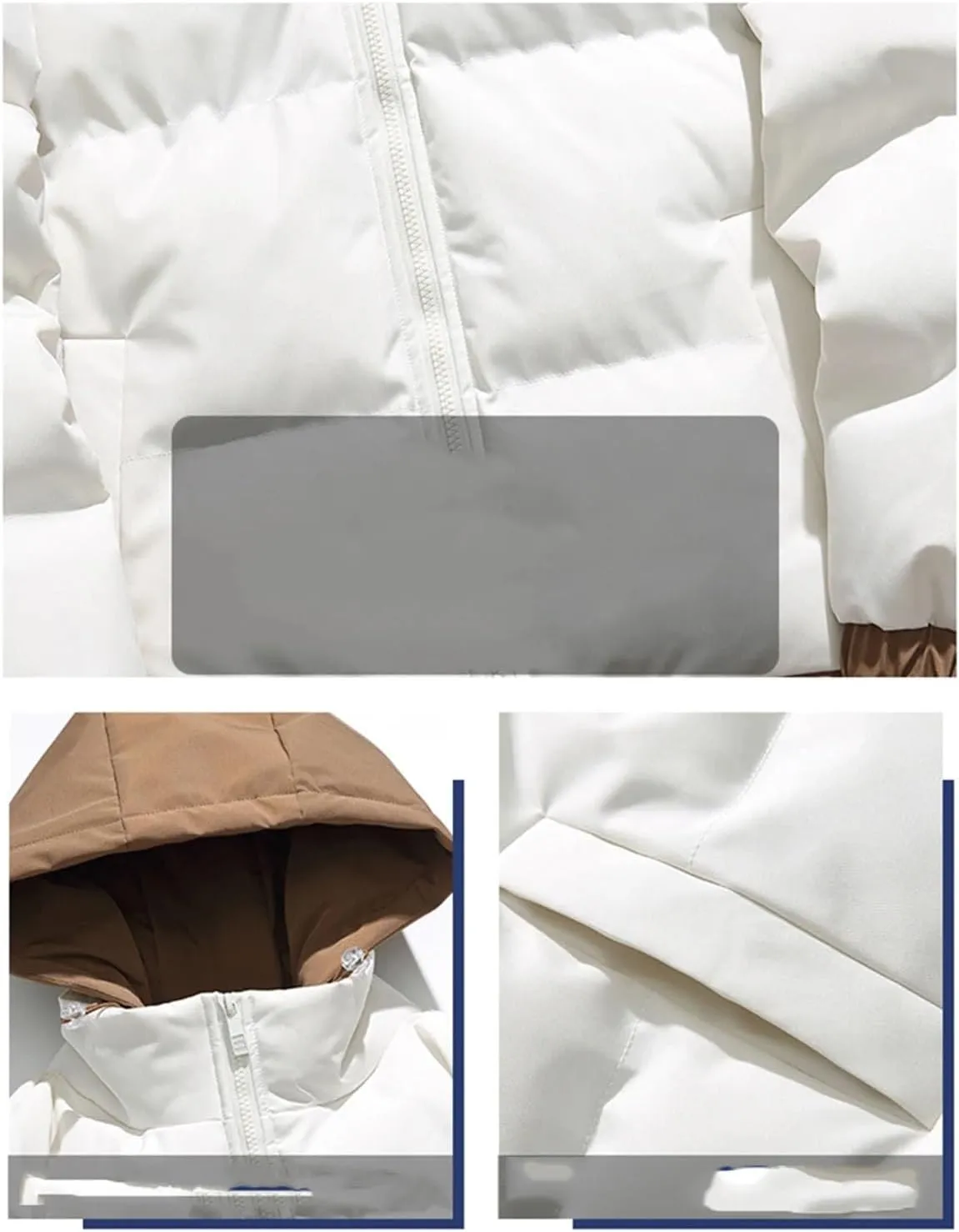 Men Patchwork Hooded Outdoor Cotton-Padded Classic Thicken Oversized Warm Parka Coat