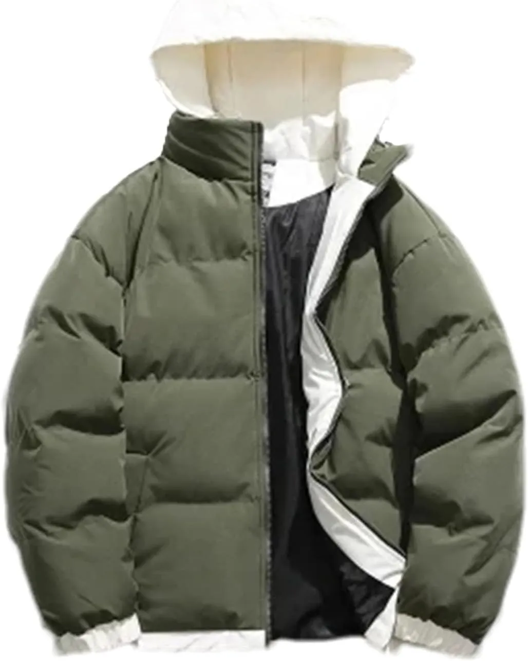 Men Patchwork Hooded Outdoor Cotton-Padded Classic Thicken Oversized Warm Parka Coat