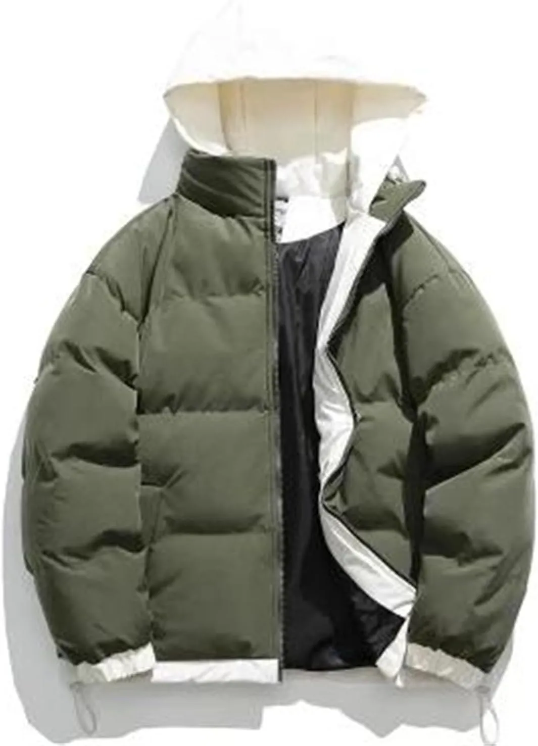 Men Patchwork Hooded Outdoor Cotton-Padded Classic Thicken Oversized Warm Parka Coat