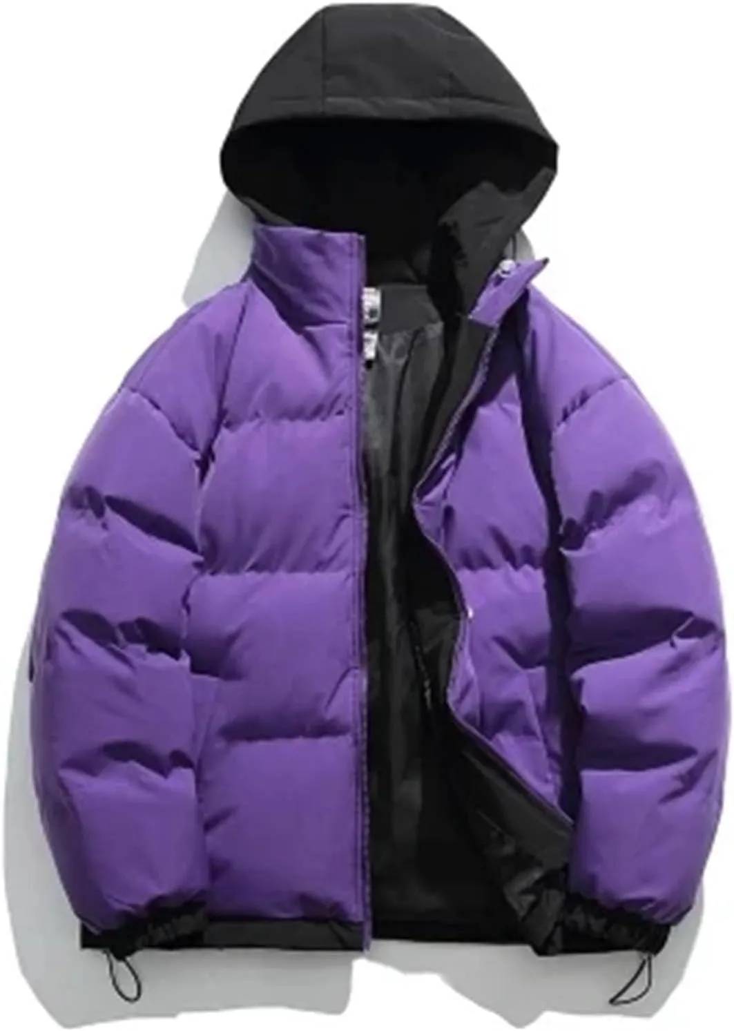 Men Patchwork Hooded Outdoor Cotton-Padded Classic Thicken Oversized Warm Parka Coat