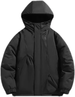 Men Solid Hooded Cotton-Padded Jacket Patchwork Zipper Outdoor Thicken Oversized Parka Coat