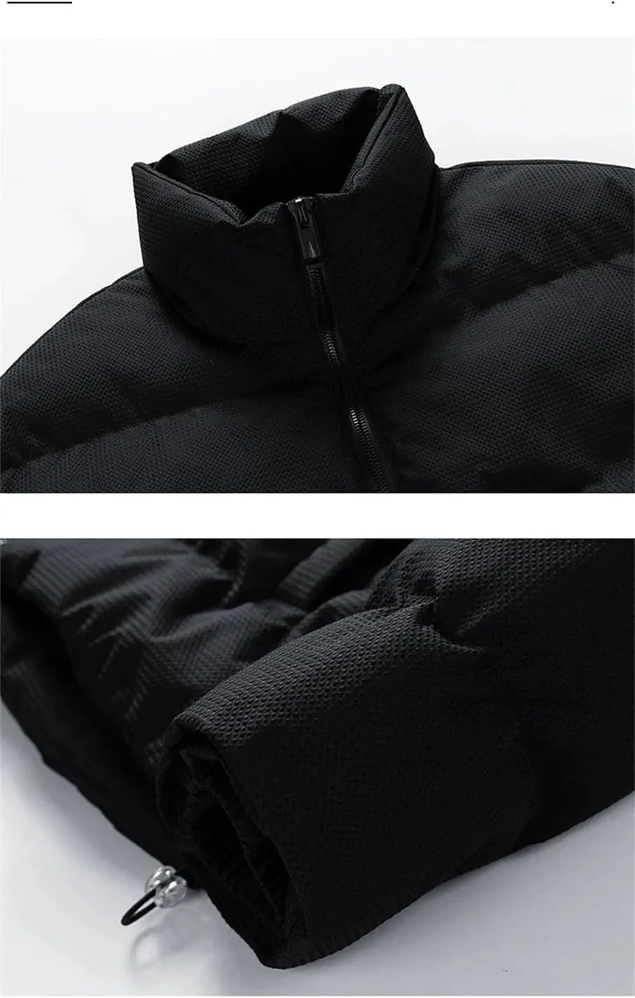 Men Solid Stand Collar Cotton-Padded Classic Outdoor Oversized Button Pockets Parka Coat