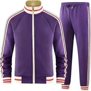 Men Track Suits Sets Long Sleeve Full-zip Sweatsuit Active Jackets and Pants 2 Piece Outfits