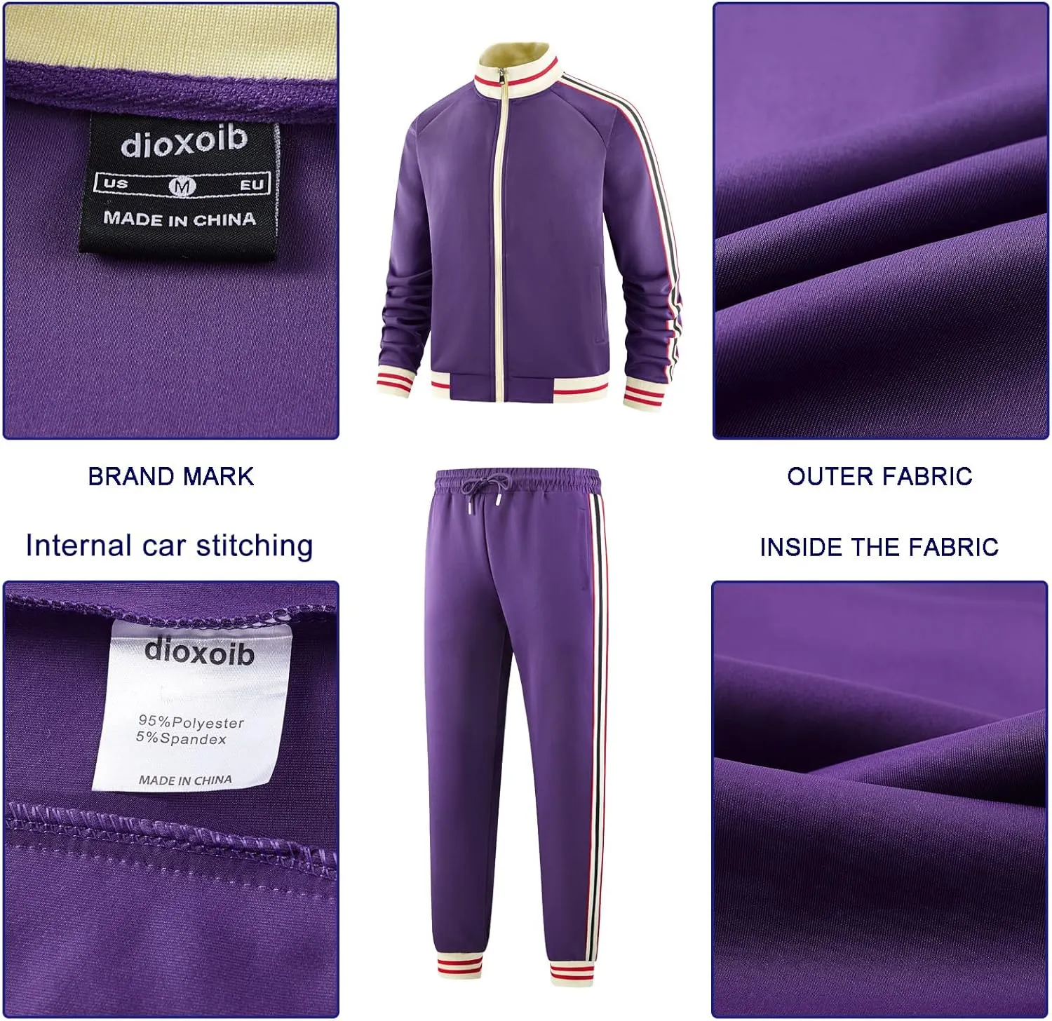 Men Track Suits Sets Long Sleeve Full-zip Sweatsuit Active Jackets and Pants 2 Piece Outfits