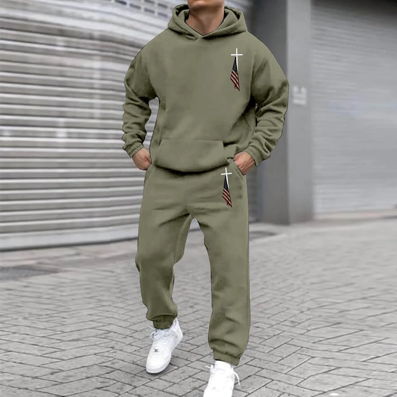 Men's 2 Piece Tracksuits Set Outfit Print Sweatshirt and Sweatpants Suit Men's Tracksuit 2 Piece Sweatsuit Set Mens