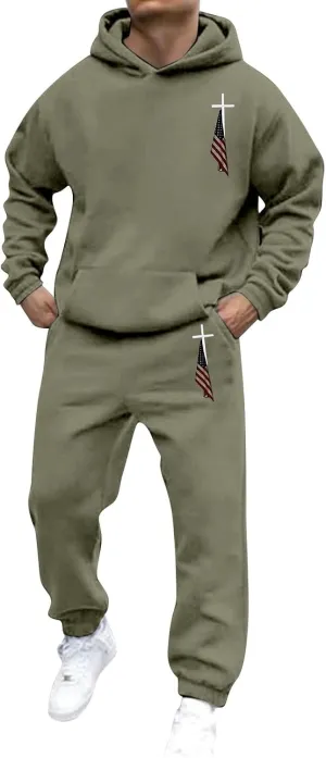 Men's 2 Piece Tracksuits Set Outfit Print Sweatshirt and Sweatpants Suit Men's Tracksuit 2 Piece Sweatsuit Set Mens