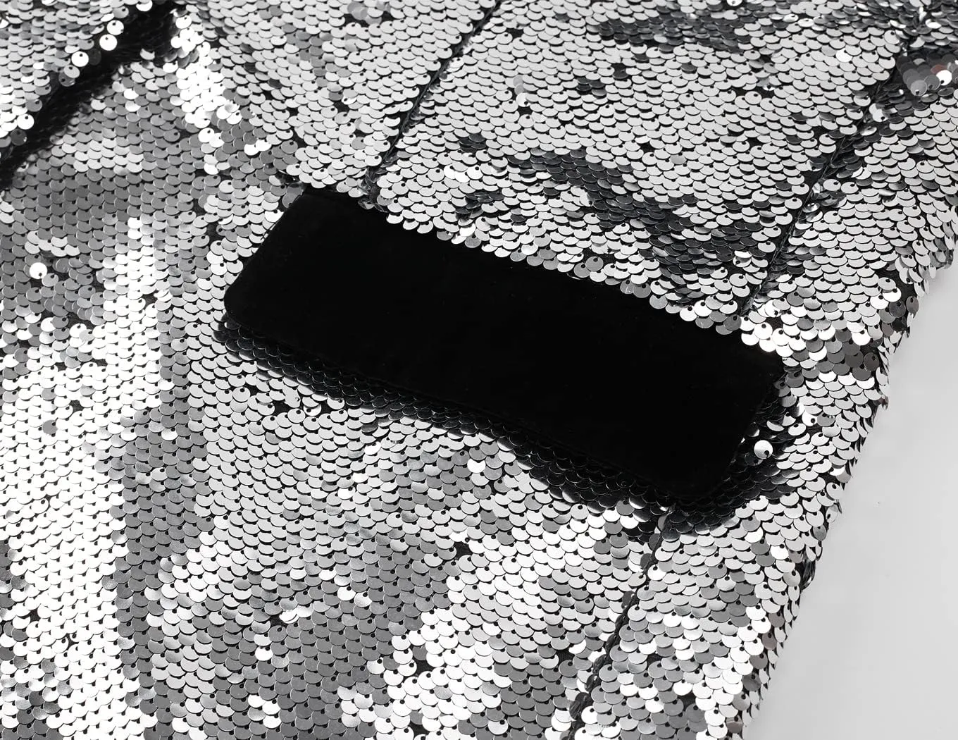 Men's 70s Disco Shiny Sequin Blazer Jacket for Weddings Prom & NightclubsSparkling Metallic Tuxedo Coat with Stretch Fabric