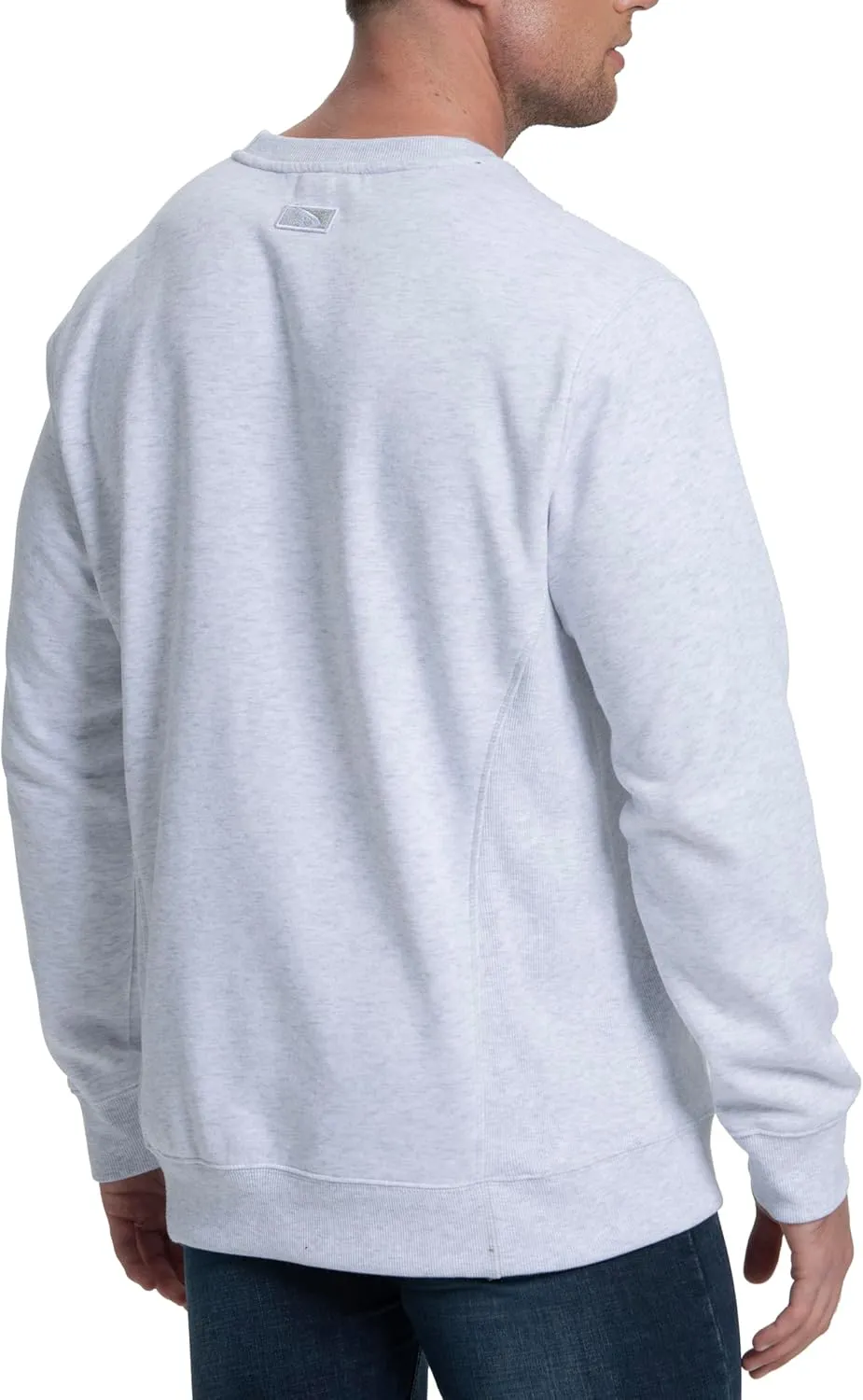 Mens Athletic Fleece Crewneck Sweatshirt Cotton-Blend Long Sleeve Casual Pullover Loose Fit Workout Sweat Shirts