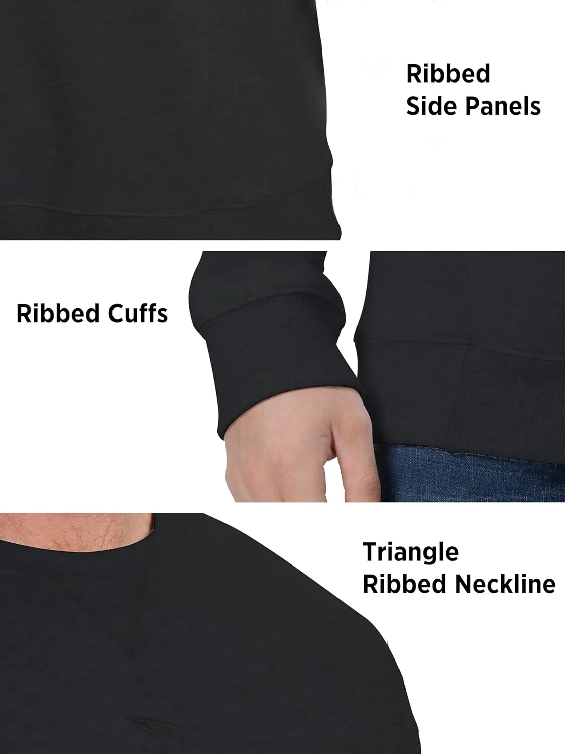 Mens Athletic Fleece Crewneck Sweatshirt Cotton-Blend Long Sleeve Casual Pullover Loose Fit Workout Sweat Shirts