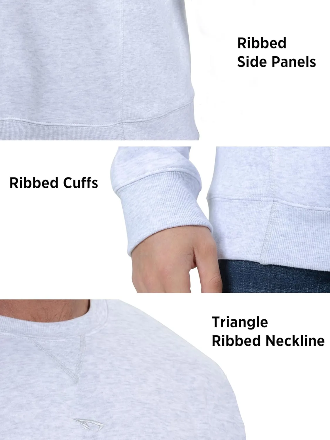 Mens Athletic Fleece Crewneck Sweatshirt Cotton-Blend Long Sleeve Casual Pullover Loose Fit Workout Sweat Shirts