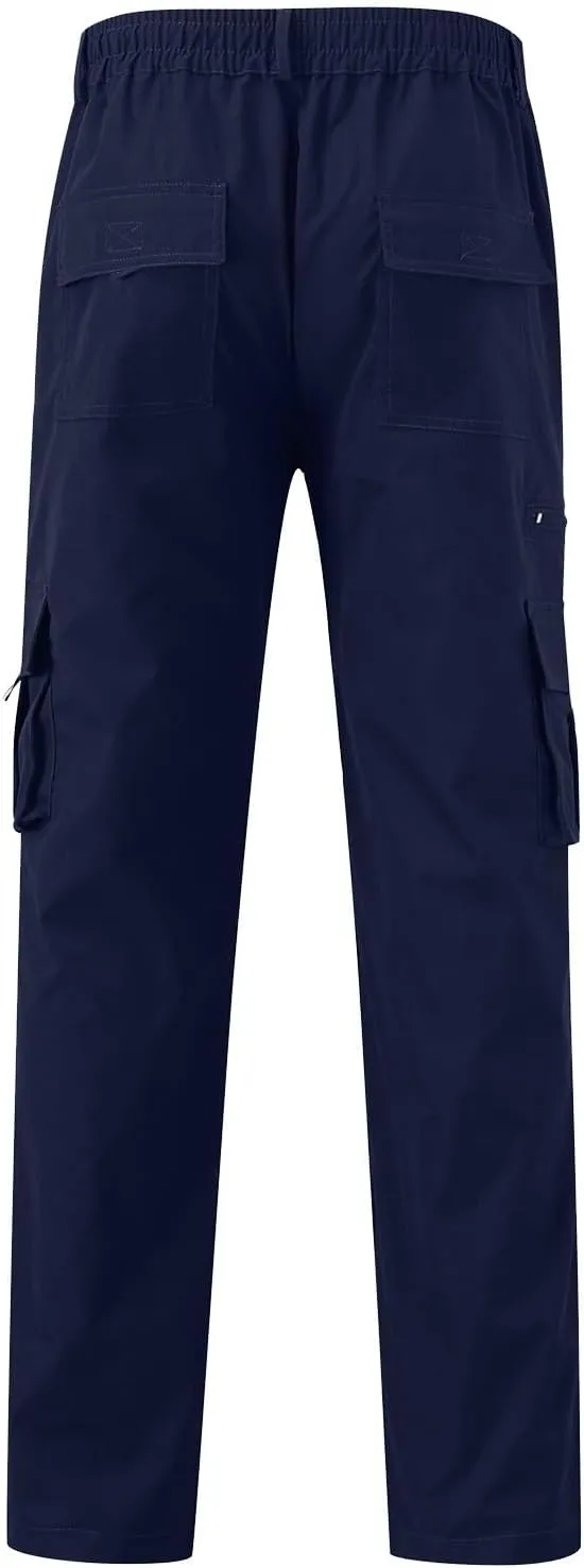 Mens Cargo Pants Baggy Elastic Waist Straight Leg Outdoor Hiking Pants for Men Athletic Joggers Sweatpants with Pocket