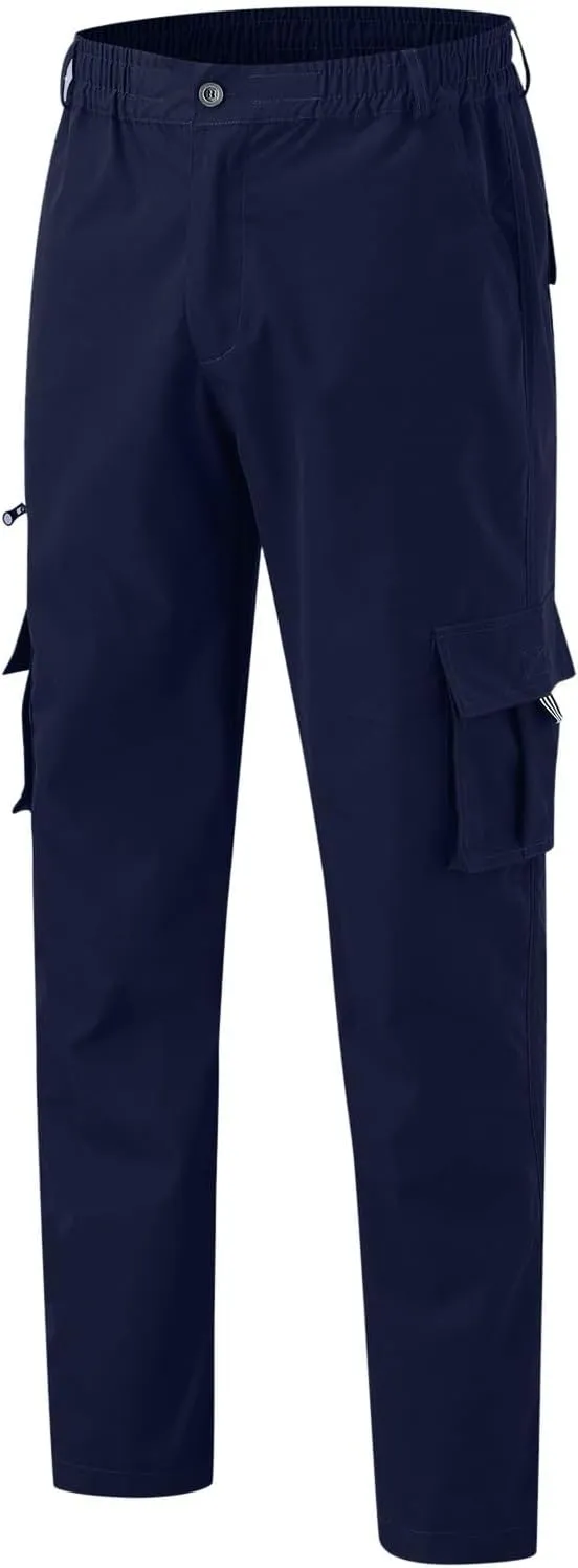 Mens Cargo Pants Baggy Elastic Waist Straight Leg Outdoor Hiking Pants for Men Athletic Joggers Sweatpants with Pocket