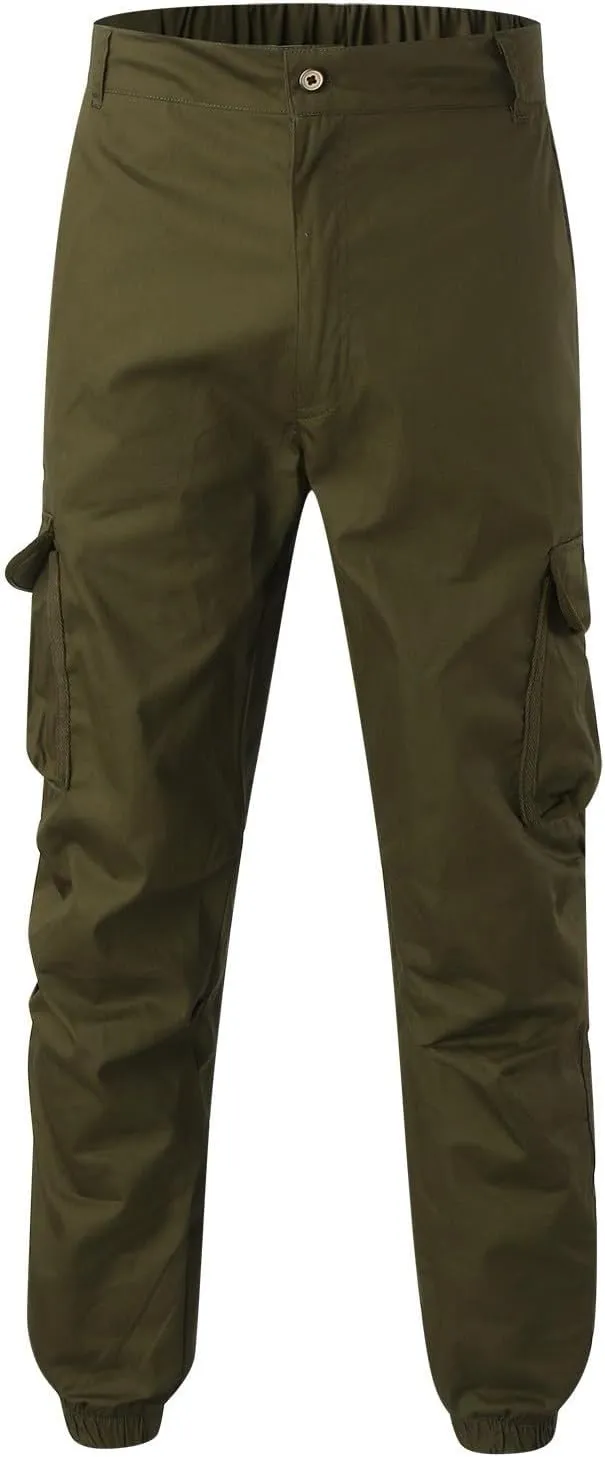 Mens Cargo Pants Casual Loose Fit Joggers Multi Pockets Outdoor Hiking Work Sweatpants