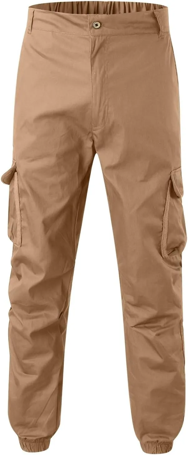 Mens Cargo Pants Casual Loose Fit Joggers Multi Pockets Outdoor Hiking Work Sweatpants