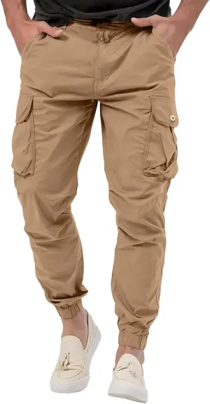 Mens Cargo Pants Casual Loose Fit Joggers Multi Pockets Outdoor Hiking Work Sweatpants