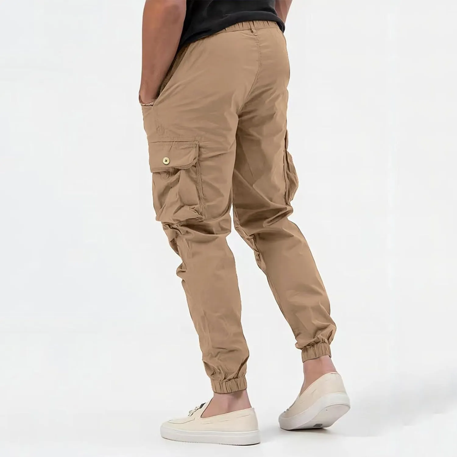 Mens Cargo Pants Casual Loose Fit Joggers Multi Pockets Outdoor Hiking Work Sweatpants