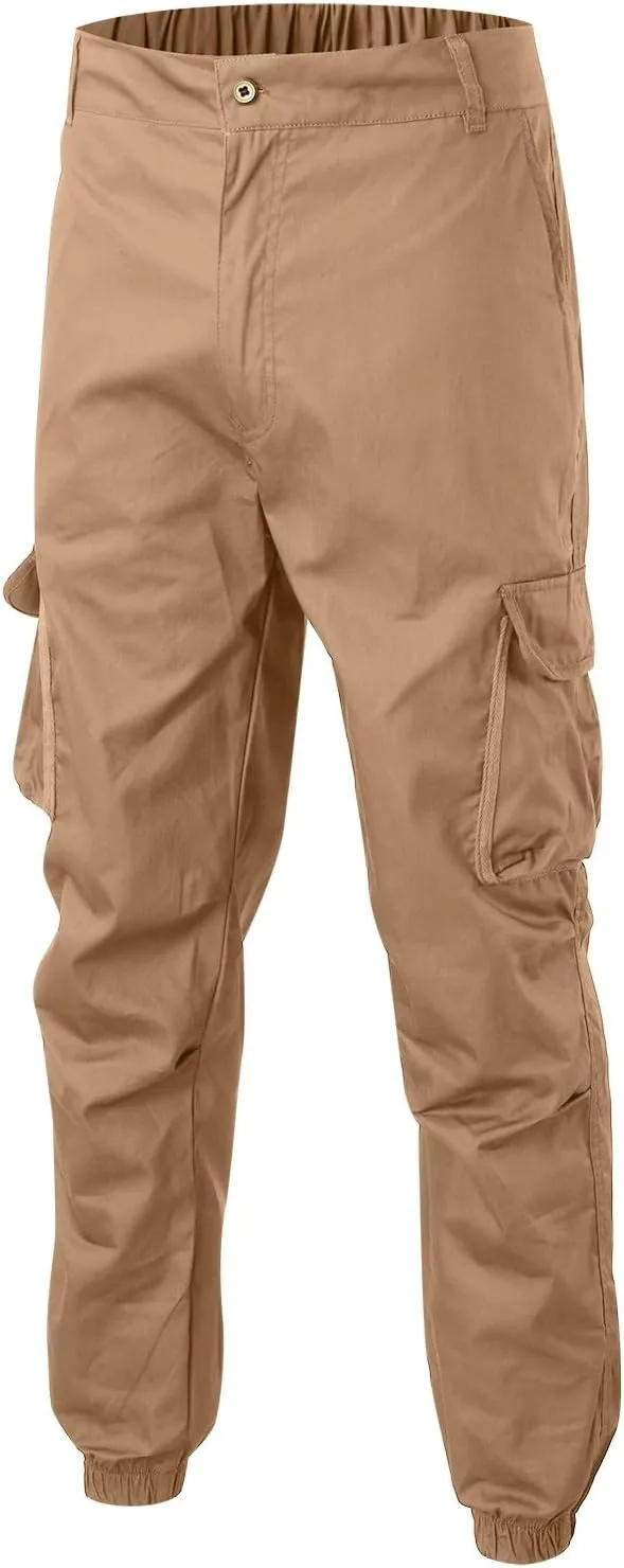 Mens Cargo Pants Casual Loose Fit Joggers Multi Pockets Outdoor Hiking Work Sweatpants