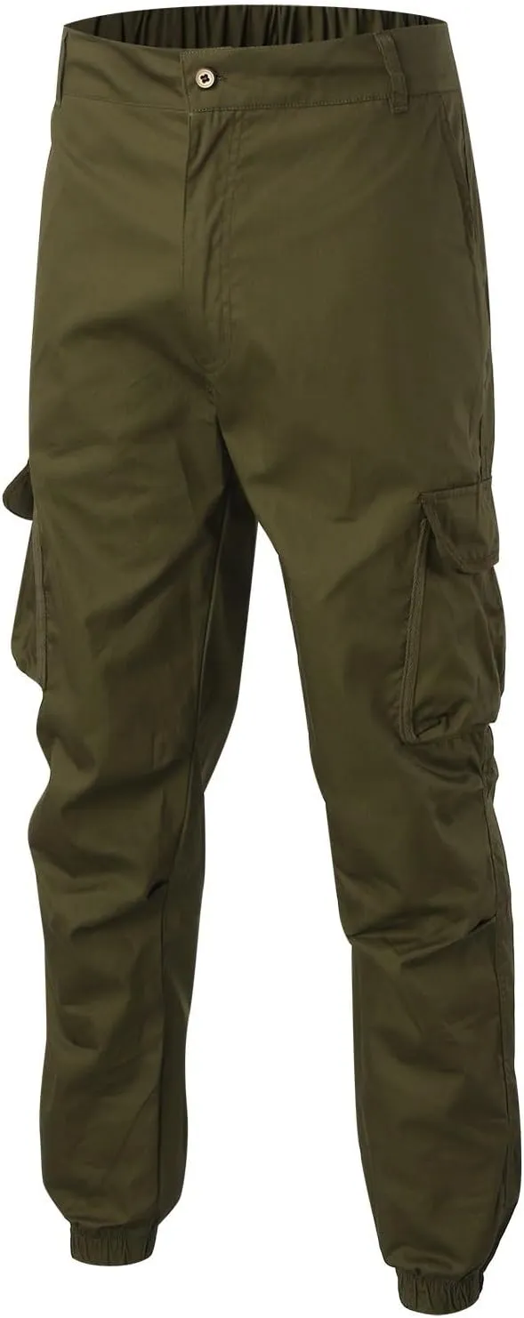Mens Cargo Pants Casual Loose Fit Joggers Multi Pockets Outdoor Hiking Work Sweatpants
